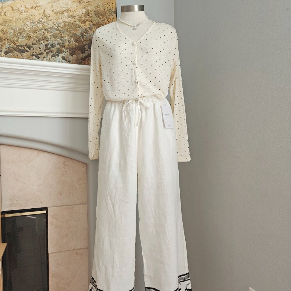 Brand new 100% linen wide-leg pants with full cotton lining